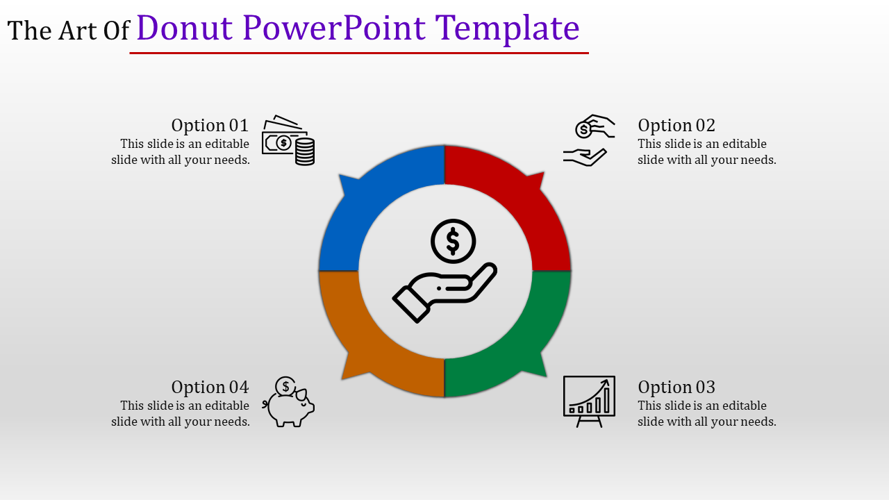 Multicolor and Editable Donut PowerPoint Template Slides